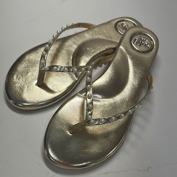 NWOT Soléi Sea Gold Pearl-Embellished INDIE SOLID METALLIC GOLD WITH PEARLS - Picture 8 of 13